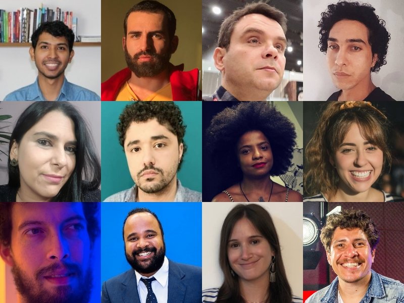 Mostra Aldir Blanc na SP Escola de Teatro tem Diálogos com Comunicadores nas Redes: no alto: Cláudio Martins (A Broadway É Aqui), Leandro Fazolla (Cadernos Cênicos), Celso Faria (E-Urbanidade), Luiz Vieira (Responder Fazendo); no meio: Cíntia Duque (Eu no Teatro), Marcio Tito (Deus Ateu), Viviane Pistache (Geledés e Carta Capital), Natália Beukers (Infoteatro e Vogue); abaixo: Fernando Pivotto (Tudo Menos uma Crítica), Miguel Arcanjo Prado (Blog do Arcanjo), Luiza Camargo e Rodrigo Barros (SP Escola de Teatro) - Fotos: Divulgação