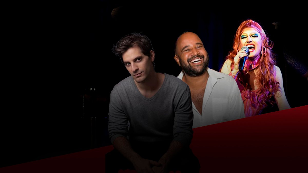 Imagem de três pessoas no cartaz de divulgação do evento "Xana Dume – A rainha do sapateado drag em Nova York"