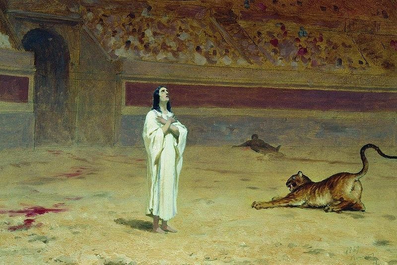 Mártir na arena do circo por Fyodor Bronnikov, 1869 