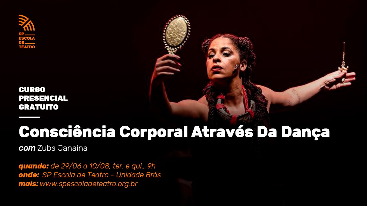 Cartaz de divulgação do curso "Consciência Corporal Através Da Dança"