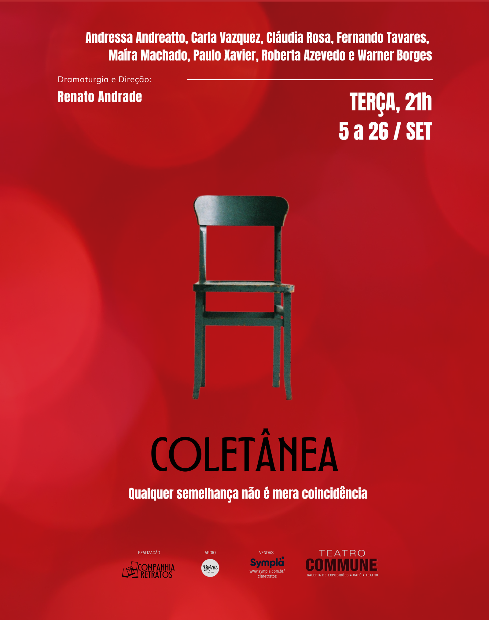 Cartaz da peça "Coletânea", no Teatro Commune.