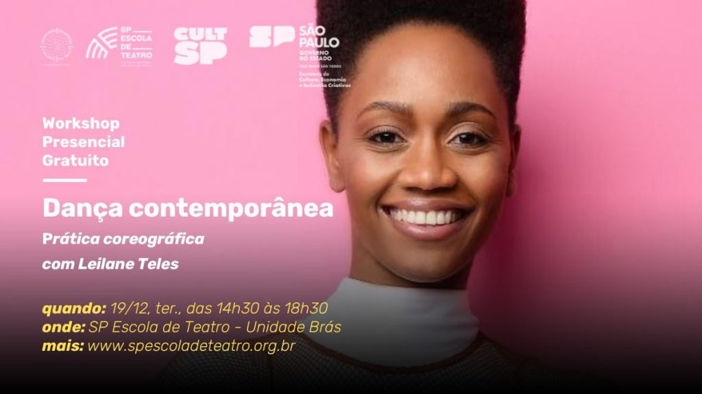 Cartaz do curso "Dança contemporânea – prática coreográfica": na SP Escola de Teatro. 