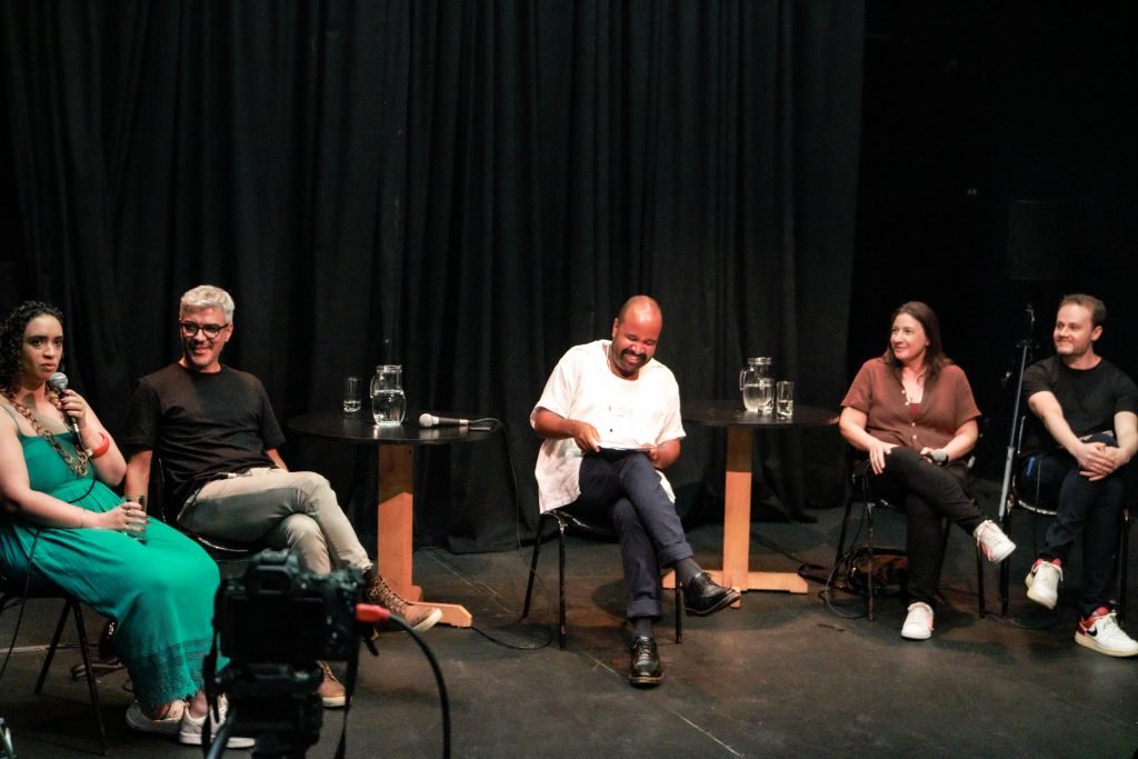 Mesa “Marketing Cultural e Redes Sociais no Teatro” que aconteceu no dia 21 de março. (Foto: Arquivo SP.)