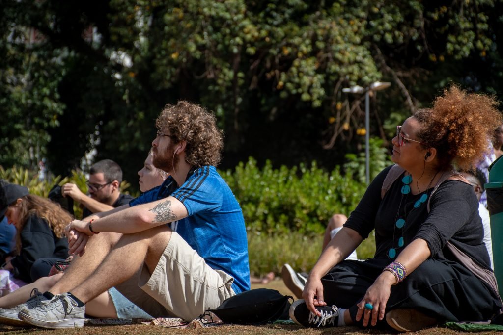 Audiotour, atividade dos estudantes de Sonoplastia da SP Escola de Teatro, com Tâmara David e Sandra X. (22/6/2024). | Foto: Rodrigo Reis