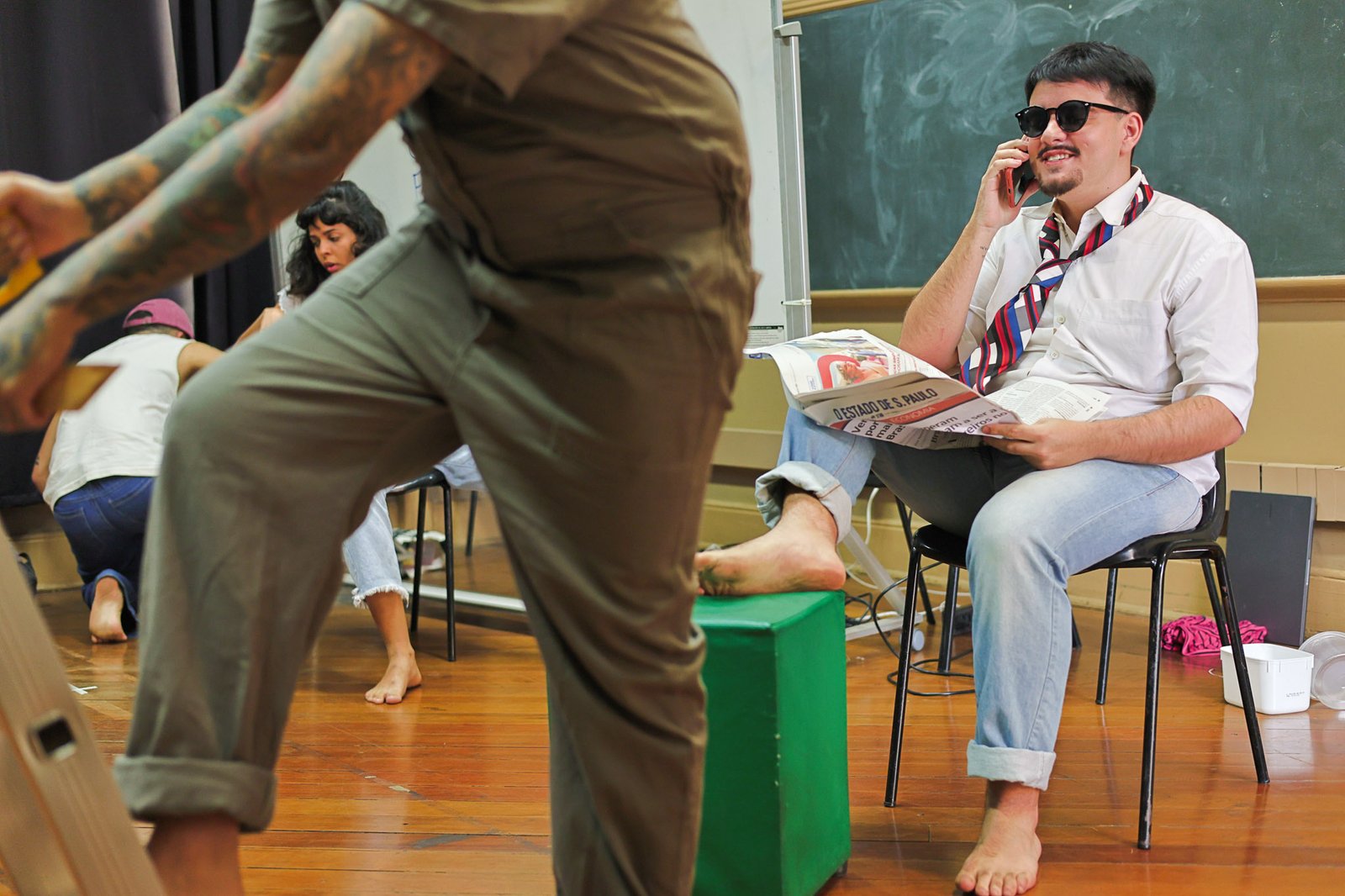 Atividade final do curso “Laboratório de Teatro Documentário” com Luiz Campos, na sede Brás da SP Escola de Teatro. (20/08/2025) | Foto: Clara Silva.