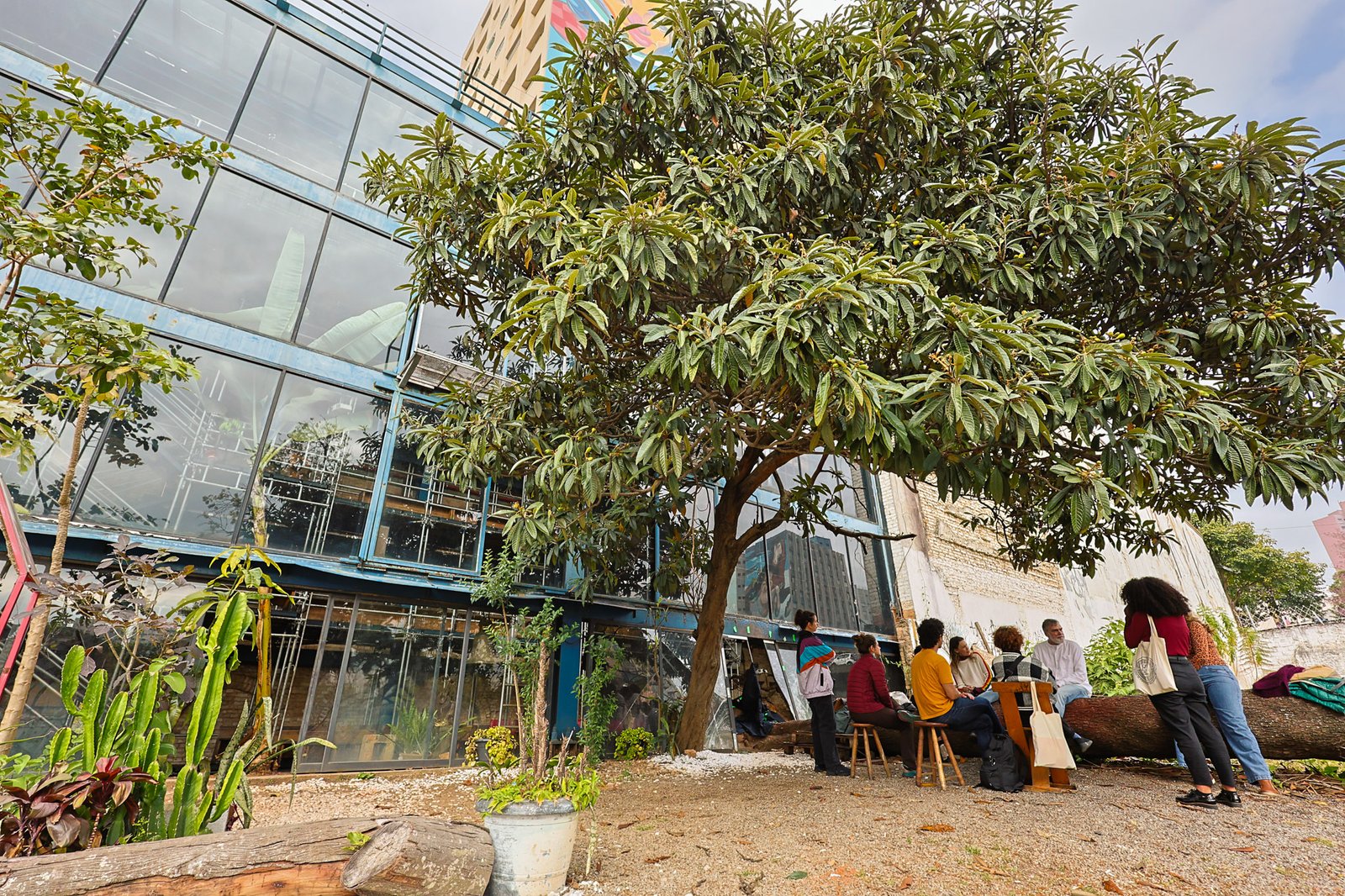 Grupo Cerco em conversa com Marcelo Drummond no Teatro Oficina, projeto do Ocupa Lab. (15/08/2025). | Foto: Clara Silva.
